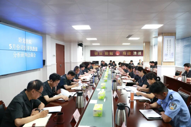 卧龙区法院召开5月份司法审执数据分析研判会商会